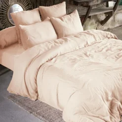 Drap housse gaze de coton (160 x 200 cm) Gaïa Rose poudré