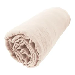 Drap housse gaze de coton (140 x 200 cm) Gaïa Rose poudré