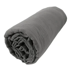 Drap housse gaze de coton (140 x 200 cm) Gaïa Gris granit
