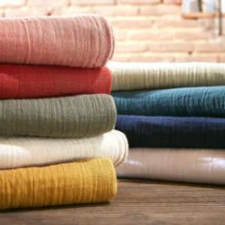Drap housse gaze de coton (200 x 200 cm) Gaïa Abricot