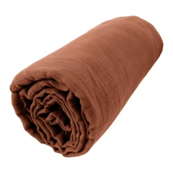 Drap housse gaze de coton (180 x 200 cm) Gaïa Terracotta