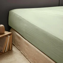 Drap housse gaze de coton (140 x 200 cm) Gaïa Vert tilleul