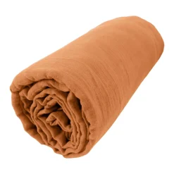 Drap housse gaze de coton (160 x 200 cm) Gaïa Abricot