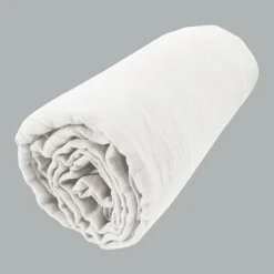 Drap housse gaze de coton (90 x 200 cm) Gaïa Blanc chantilly