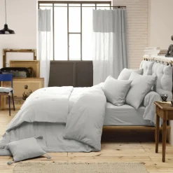 Drap housse gaze de coton (140 x 190 cm) Gaïa Gris nuage
