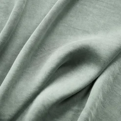 Drap housse lyocell Tencel™ lavé (90 x 190 cm) Olivia Vert eucalyptus
