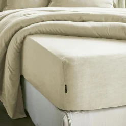Drap housse lyocell Tencel™ lavé (140 x 200 cm) Olivia Beige pampa