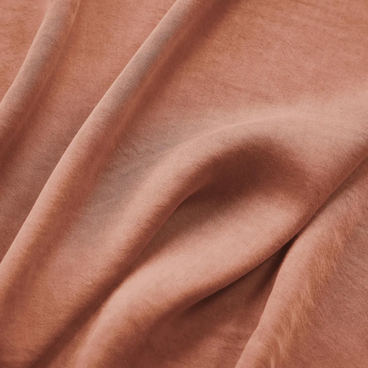Drap housse lyocell Tencel™ lavé (90 x 190 cm) Olivia Terracotta