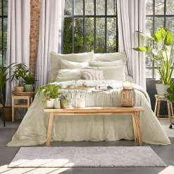 Drap housse lyocell Tencel™ lavé (90 x 190 cm) Olivia Beige pampa