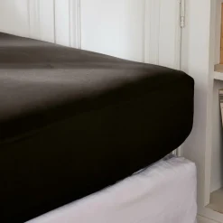 Drap housse percale de coton (200 x 200 cm) Cali Noir