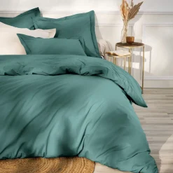 Drap housse percale de coton (200 x 200 cm) Cali Bleu canard