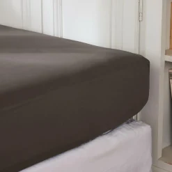 Drap housse percale de coton (140 x 190 cm) Cali Gris anthracite