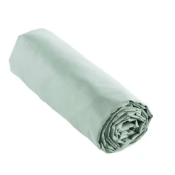 Drap housse percale de coton (180 x 200 cm) Cali Vert eucalyptus