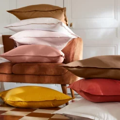 Drap housse percale de coton (90 x 200 cm) Cali Terracotta