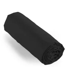 Drap housse percale de coton (90 x 200 cm) Cali Noir