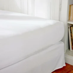 Drap housse percale de coton (200 x 200 cm) Cali Blanc