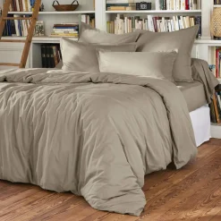 Drap housse percale de coton (200 x 200 cm) Cali Taupe