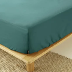 Drap housse percale de coton (90 x 200 cm) Cali Bleu canard