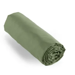 Drap housse percale de coton (90 x 190 cm) Cali Vert romarin