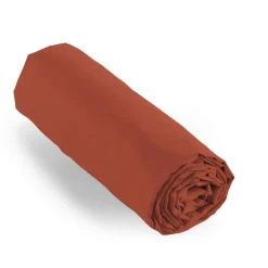 Drap housse percale de coton (200 x 200 cm) Cali Terracotta