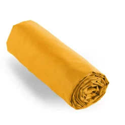 Drap housse percale de coton (180 x 200 cm) Cali Jaune moutarde