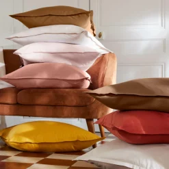 Drap housse percale de coton (180 x 200 cm) Cali Jaune moutarde