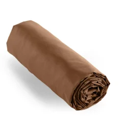 Drap housse percale de coton (180 x 200 cm) Cali Marron chocolat