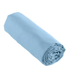 Drap housse percale de coton (200 x 200 cm) Cali Bleu ciel