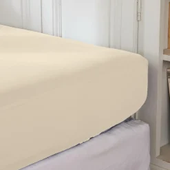Drap housse percale de coton (90 x 190 cm) Cali Beige
