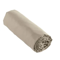 Drap housse percale de coton (90 x 200 cm) Cali Taupe