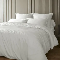 Drap housse satin de bambou (200 x 200 cm) Sienna Blanc chantilly
