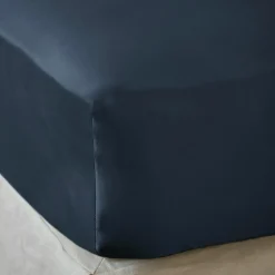 Drap housse satin de bambou (180 x 200 cm) Sienna Bleu nuit