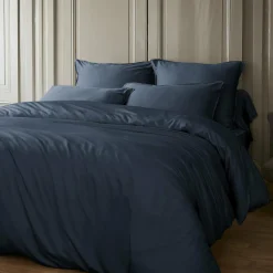 Drap housse satin de bambou (180 x 200 cm) Sienna Bleu nuit