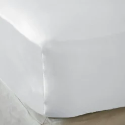 Drap housse satin de bambou (160 x 200 cm) Sienna Blanc chantilly