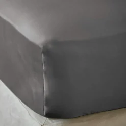 Drap housse satin de bambou (90 x 190 cm) Sienna Gris granit