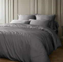Drap housse satin de bambou (160 x 200 cm) Sienna Gris granit
