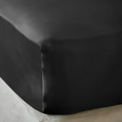 Drap housse satin de bambou (160 x 200 cm) Sienna Noir