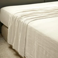 Drap plat gaze de coton (270 x 300 cm) Gaïa Beige pampa