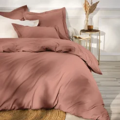 Drap plat percale de coton (180 x 290 cm) Cali Bois de rose