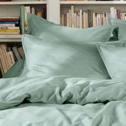 Drap plat percale de coton (180 x 290 cm) Cali Vert eucalyptus