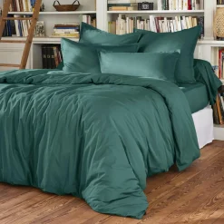 Drap plat percale de coton (240 x 300 cm) Cali bleu canard