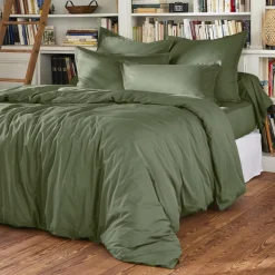 Drap plat percale de coton (270 x 300 cm) Cali Vert romarin