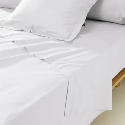 Drap plat percale de coton (270 x 300 cm) Cali Blanc