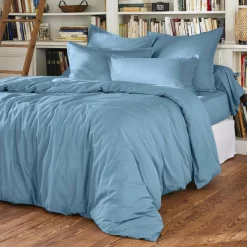 Drap plat percale de coton (180 x 290 cm) Cali Bleu ciel