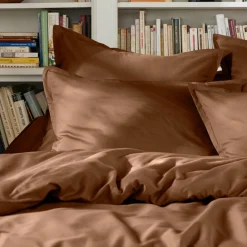 Drap plat percale de coton (180 x 290 cm) Cali Marron chocolat