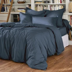 Drap plat percale de coton (270 x 300 cm) Cali Bleu marine