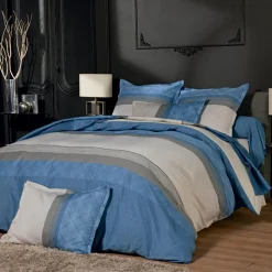 Drap plat satin de coton (280 x 325 cm) Tiago Bleu