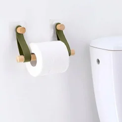 Dérouleur de papier toilette adhésif easy Chic simili cuir Kaki