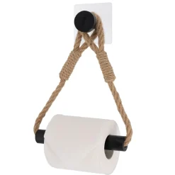 Dérouleur de papier toilette adhésif corde et bambou Harmonie Noir
