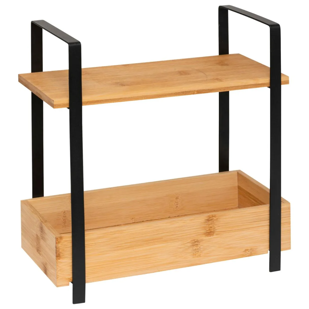 Etagère cuisine bois 2 niveaux bac (H30 cm) Ordera Noir